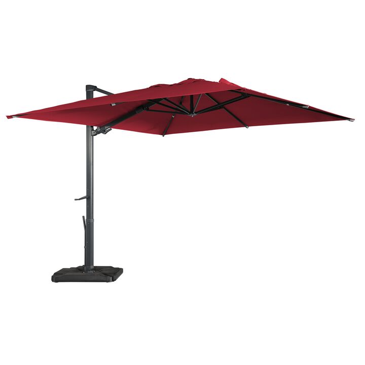 10x13 ft. 360° Rotation Cantilever Patio Umbrella with BaseandBT in Red