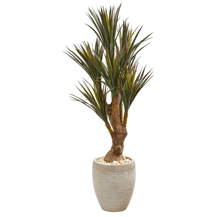 Hivvago 50 Inches Yucca Artificial Tree in Planter UV Resistant (Indoor/Outdoor)