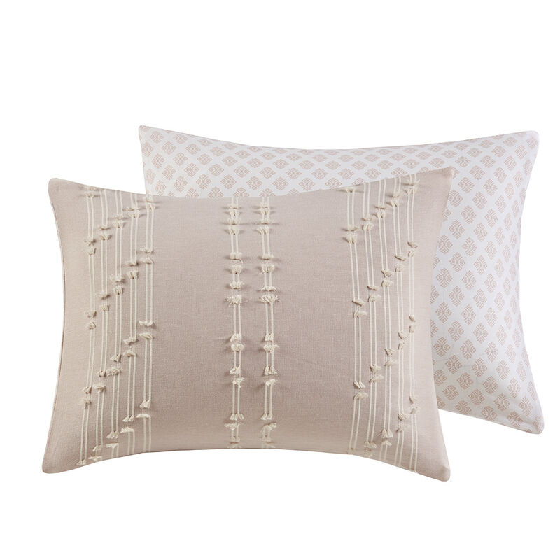 Gracie Mills Trujillo 3-Piece Embroidered Stripes Cotton Jacquard Comforter Set