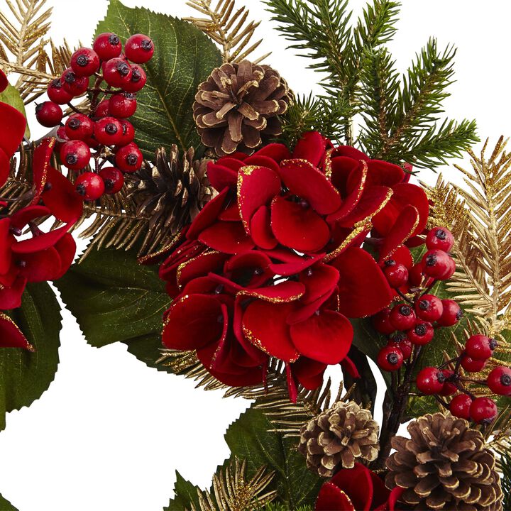 Hivvago 24" Hydrangea Pine Wreath