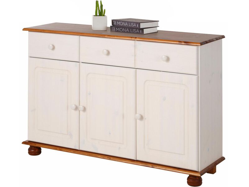 REALROOMS Chester Sideboard with 3 Drawers and 2 Cabinets