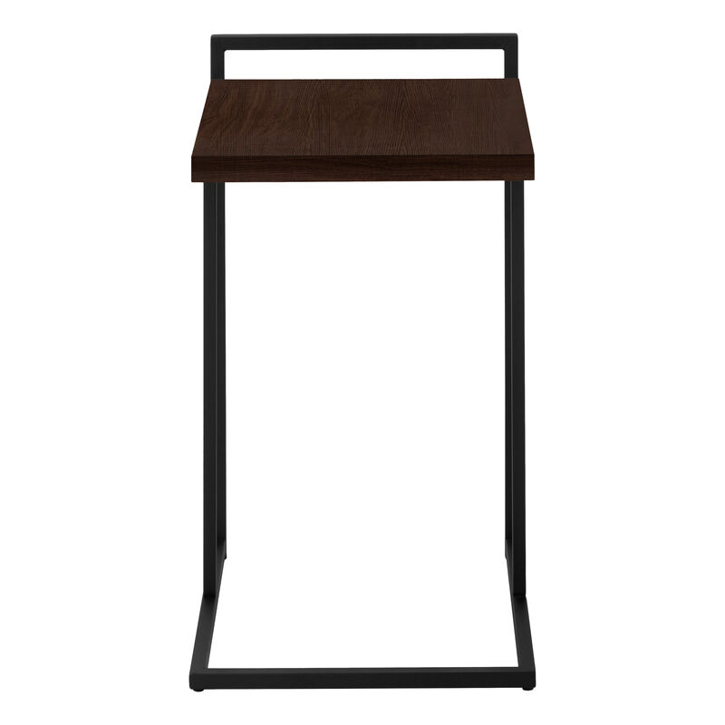 Monarch Specialties I 3635 Accent Table, C-shaped, End, Side, Snack, Living Room, Bedroom, Metal, Laminate, Brown, Black, Contemporary, Modern