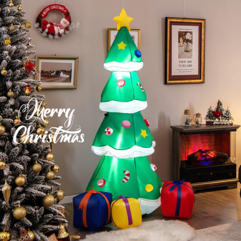Hivvago 6 Feet Tall Blow up Christmas Tree with 3 Gift Boxes