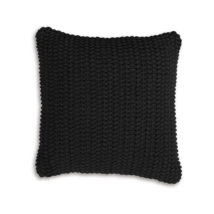 Accent Throw Pillow Set of 4, 20 Inch Square, Handwoven Black Cotton -