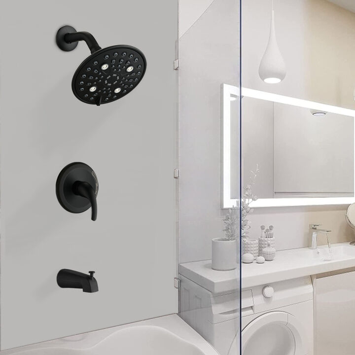 Single Handle 5-Functions Shower Head Set With Tub Spout (Valve Included)