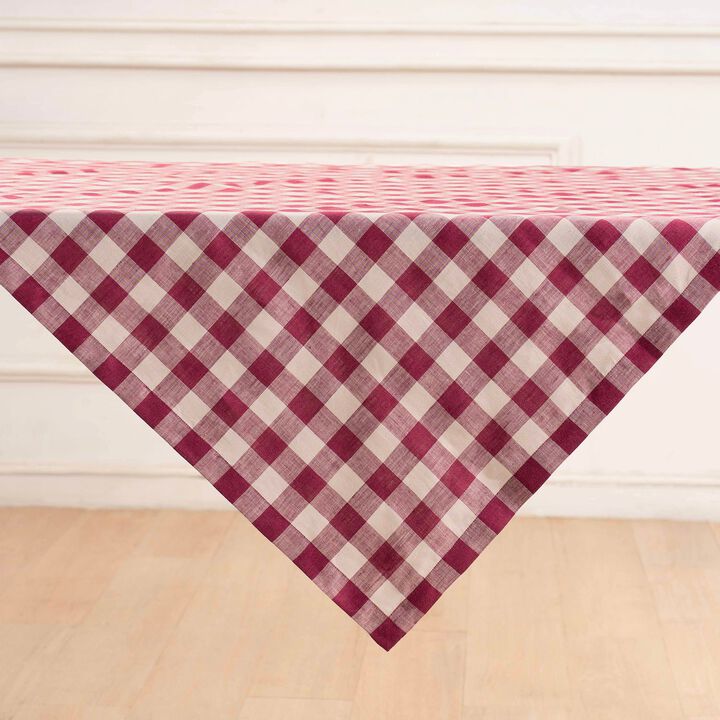 Solino Home 100% Pure Linen Table Throw 52 x 52 Inch | Morgan Check for Thanksgiving, Christmas