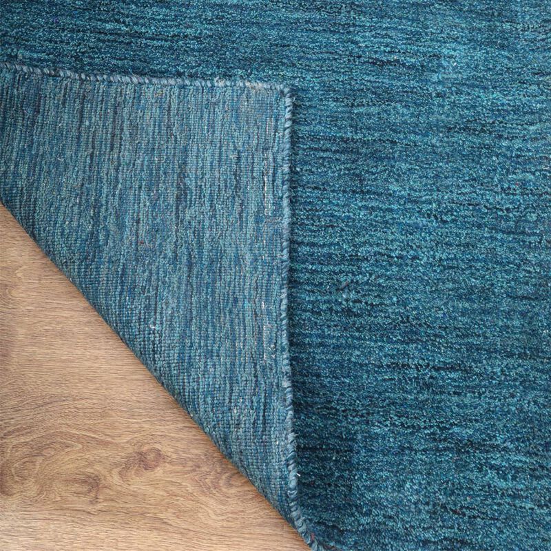 RUGSOTIC CARPETS HAND KNOTTED LOOM WOOL ECO-FRIENDLY AREA RUGS  - 2'6"x8', Runner, Blue Color, Solid Plain Design, High Pile Thick Handmade Anti Skid Area Rugs for Living Room, Bed Room (L00111)