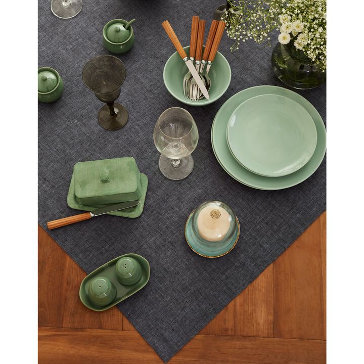 Solino Home 100% Pure Linen Table Throw 52 x 52 Inch | Athena