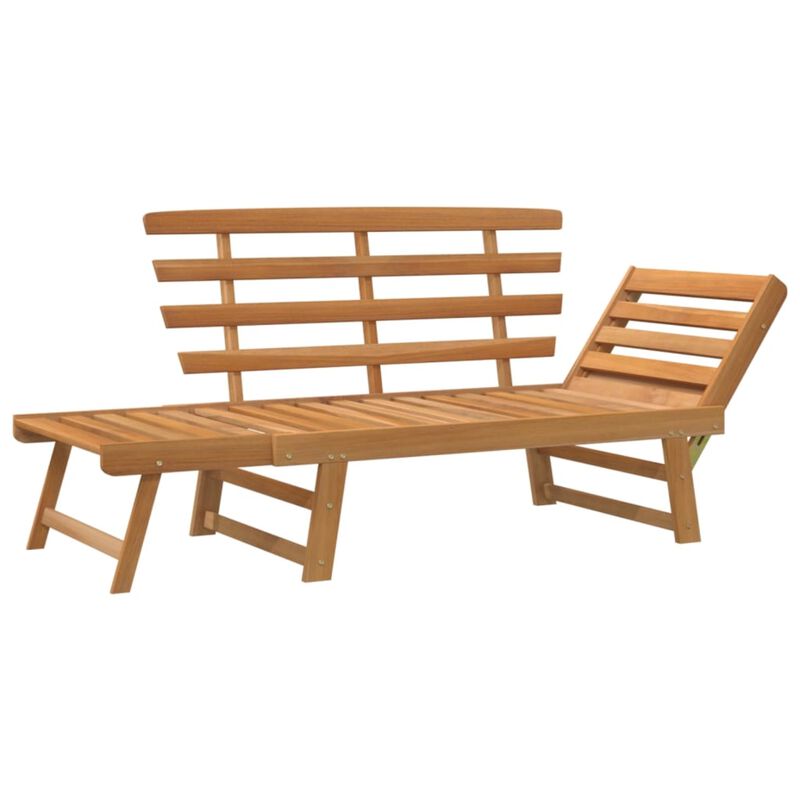 vidaXL 2-in-1 Patio Bench and Day Bed - 74.8" Adjustable, Weather-Resistant, Solid Acacia Wood, Easy Assembly, for Garden, Patio, Outdoor Use