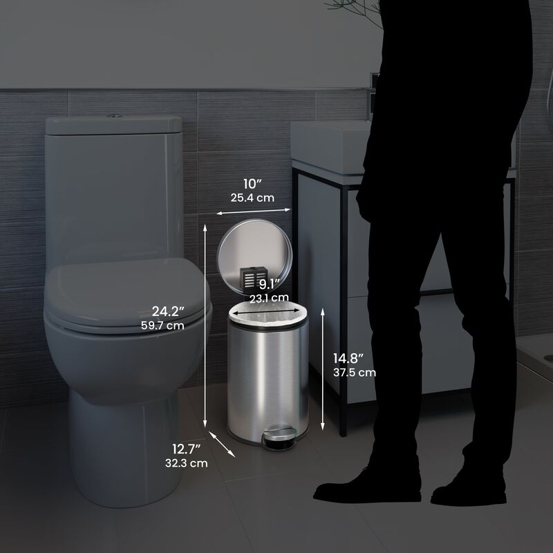 iTouchless 3.2 Gallon / 12 Liter SoftStep Round Step Pedal Trash Can
