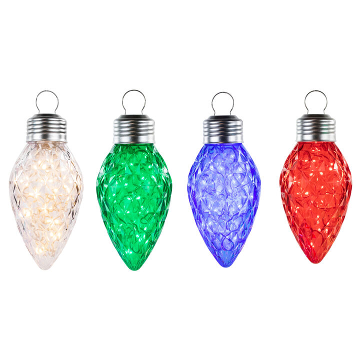 4 Count LED Multi-Color Giant C9 Faceted Twinkle Christmas Lights  12 ft White Wire