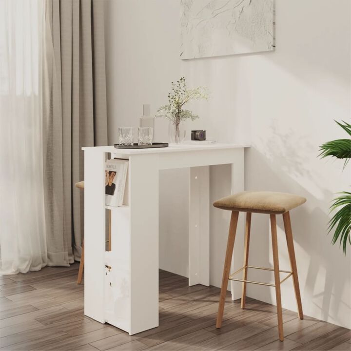 vidaXL Bar Table with Shelf White 40.2"x19.7"x40.7" Chipboard