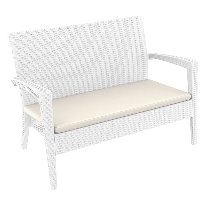 35" White Outdoor Patio Loveseat with Sunbrella Cushion