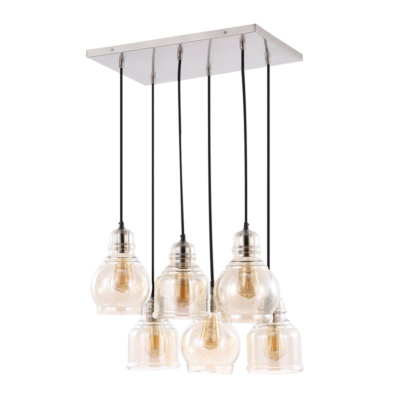 Sydney 6-Light Bohemian Farmhouse Iron/Glass Cluster LED Pendant