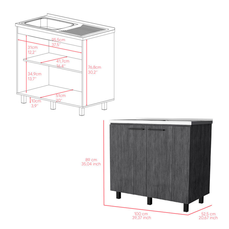 Utility Sink Cabinet Burwood, Kitchen, Smoky Oak