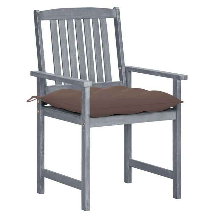 vidaXL Garden Chairs with Cushions 8 pcs Solid Acacia Wood Gray