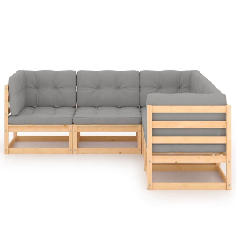 vidaXL 5 Piece Garden Lounge Set with Cushions Solid Pinewood
