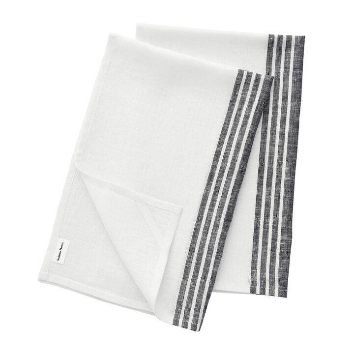 Solino Home 100% Pure Linen Kitchen Towels Set of 2 - 17 x 26 Inch | Farmhouse