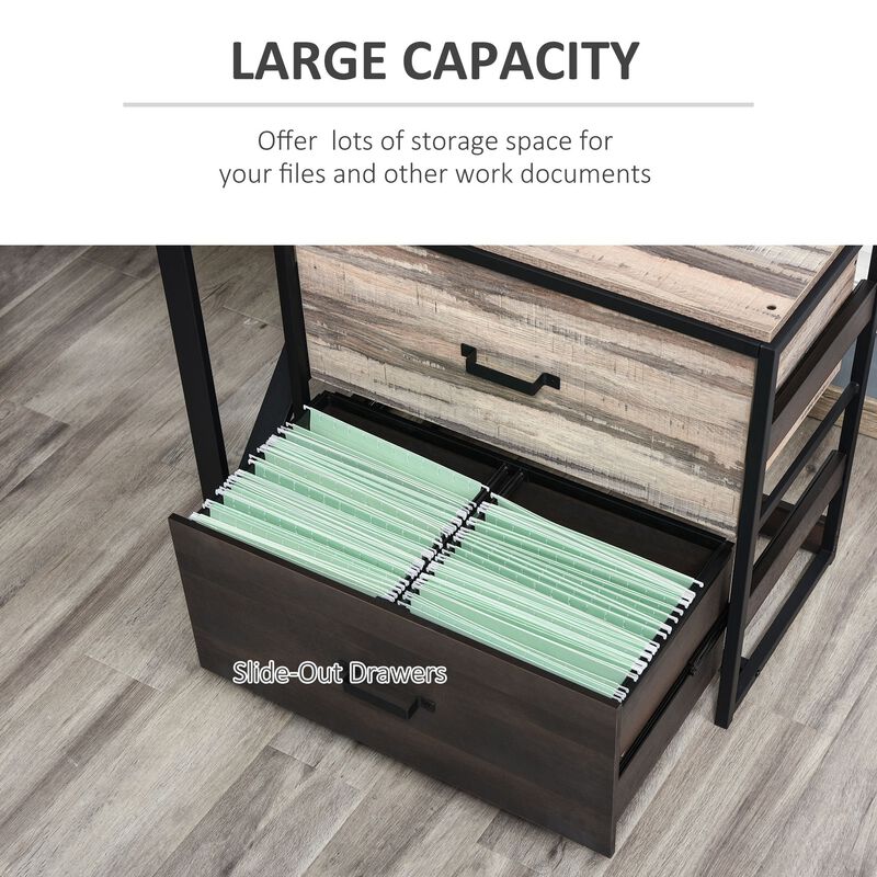 Brown/Black File Storage: 2-Drawer Office Cabinet with Adjustable Bars