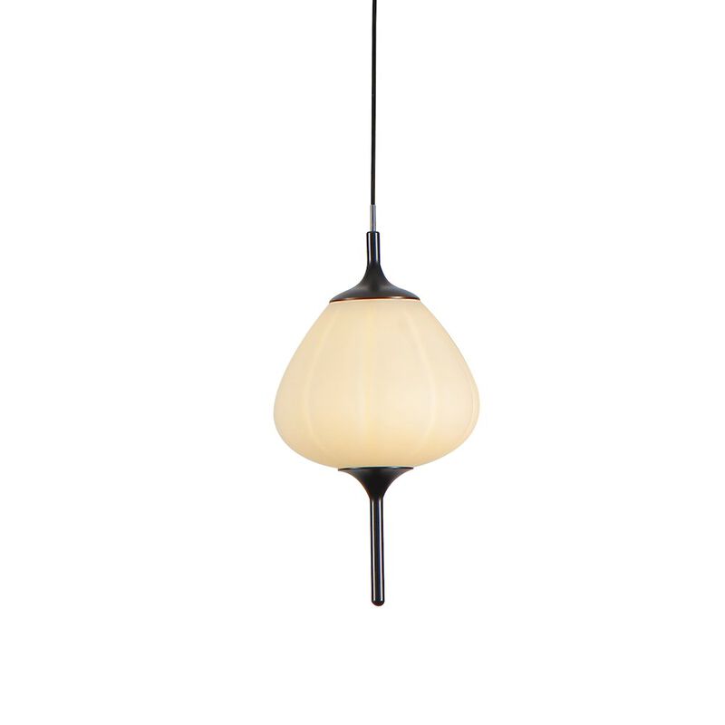 VONN Lighting Integrated LED Height Adjustable Pendant Light with Glass Shade in Black