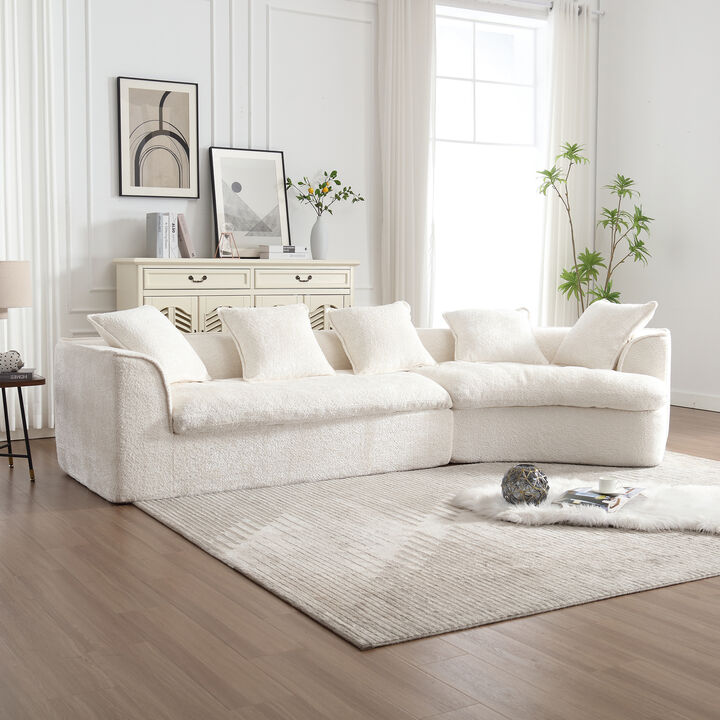 Merax 3-Seater Boucle Sofa with 5 Pillows