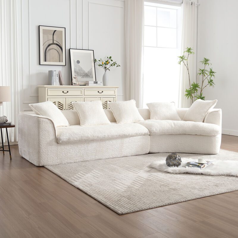 Merax 3-Seater Boucle Sofa with 5 Pillows