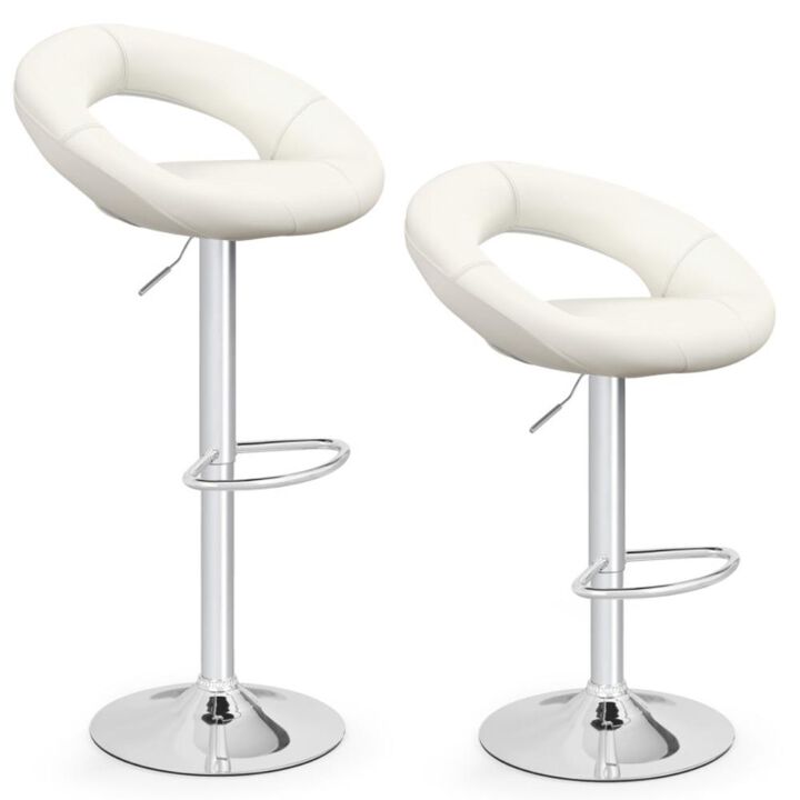 Hivvago Height Adjustable Bar Stools Set of 2 with Hollow Back and Footrest
