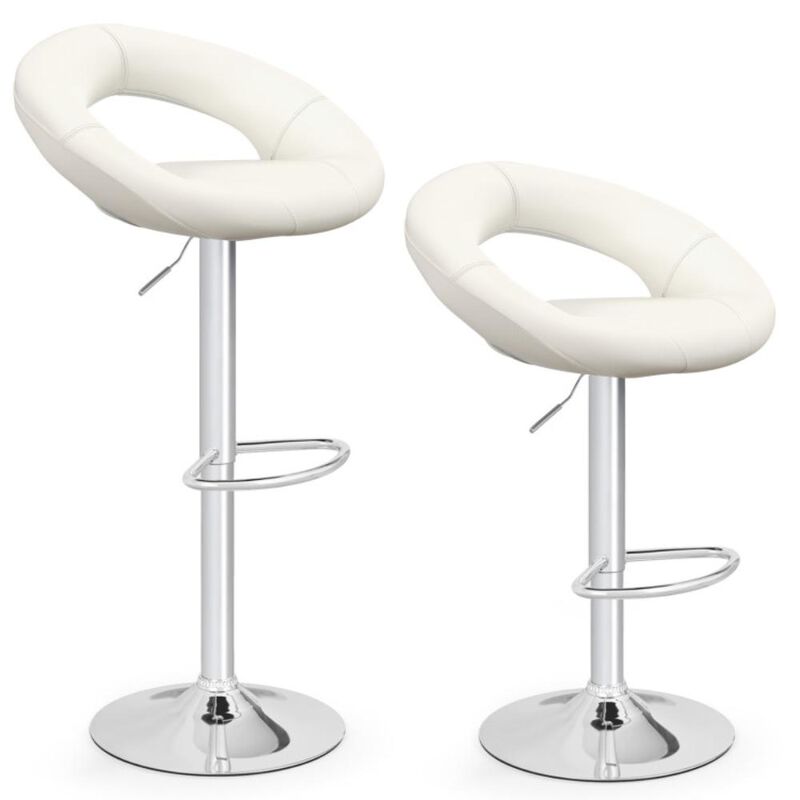 Hivvago Height Adjustable Bar Stools Set of 2 with Hollow Back and Footrest