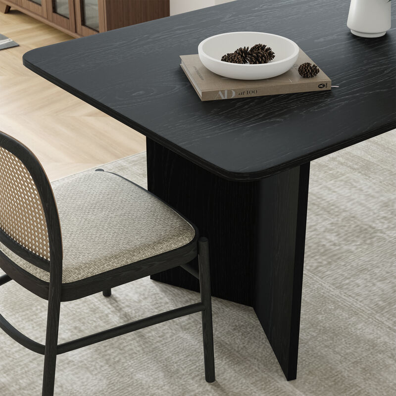 Brix 79V-Shaped Leg Square Wooden Dining Table in Walnut Color