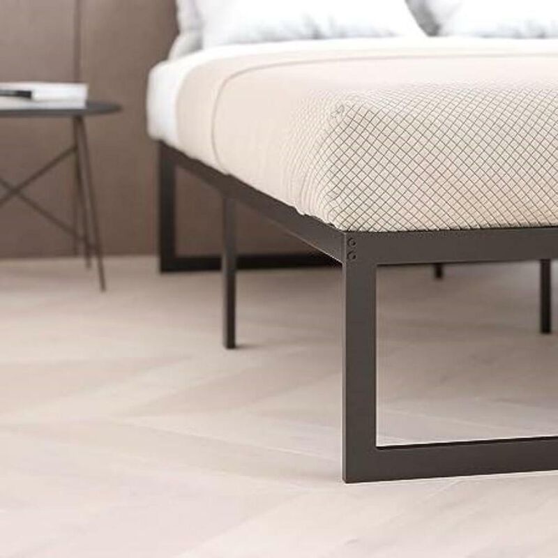 Hivvago Twin Size 14 Inch Black Metal Steel Slat Platform Bed