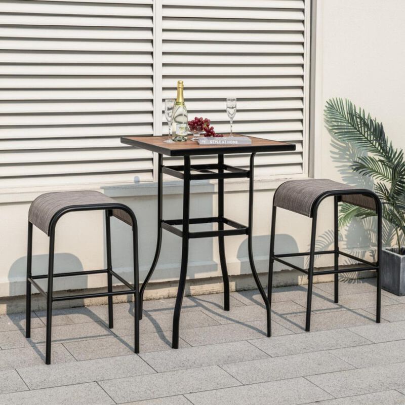 Hivvago Set of 2/4 Patio Metal Bar Stools with Curved Fabric Seat