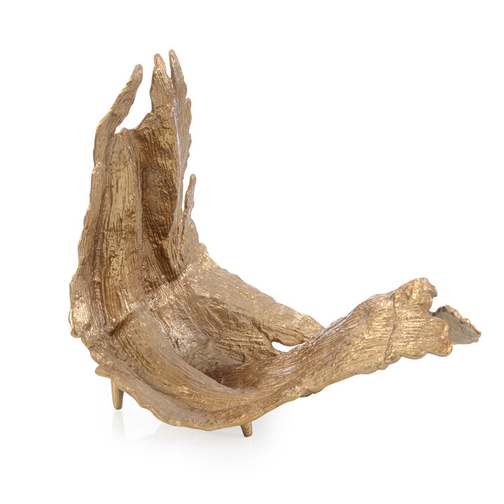 Time-Worn Leaf Large Brass Sculpture