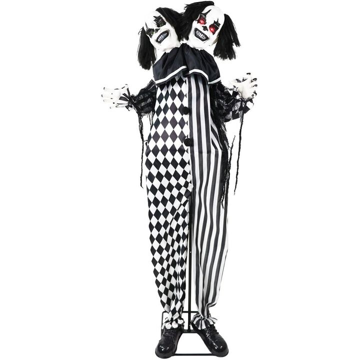 Haunted Hill Farm 5.5FT Anim Dble Head Clown