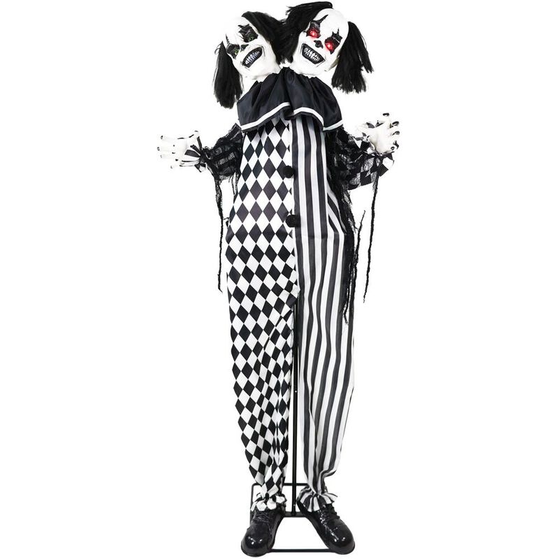 Haunted Hill Farm 5.5FT Anim Dble Head Clown