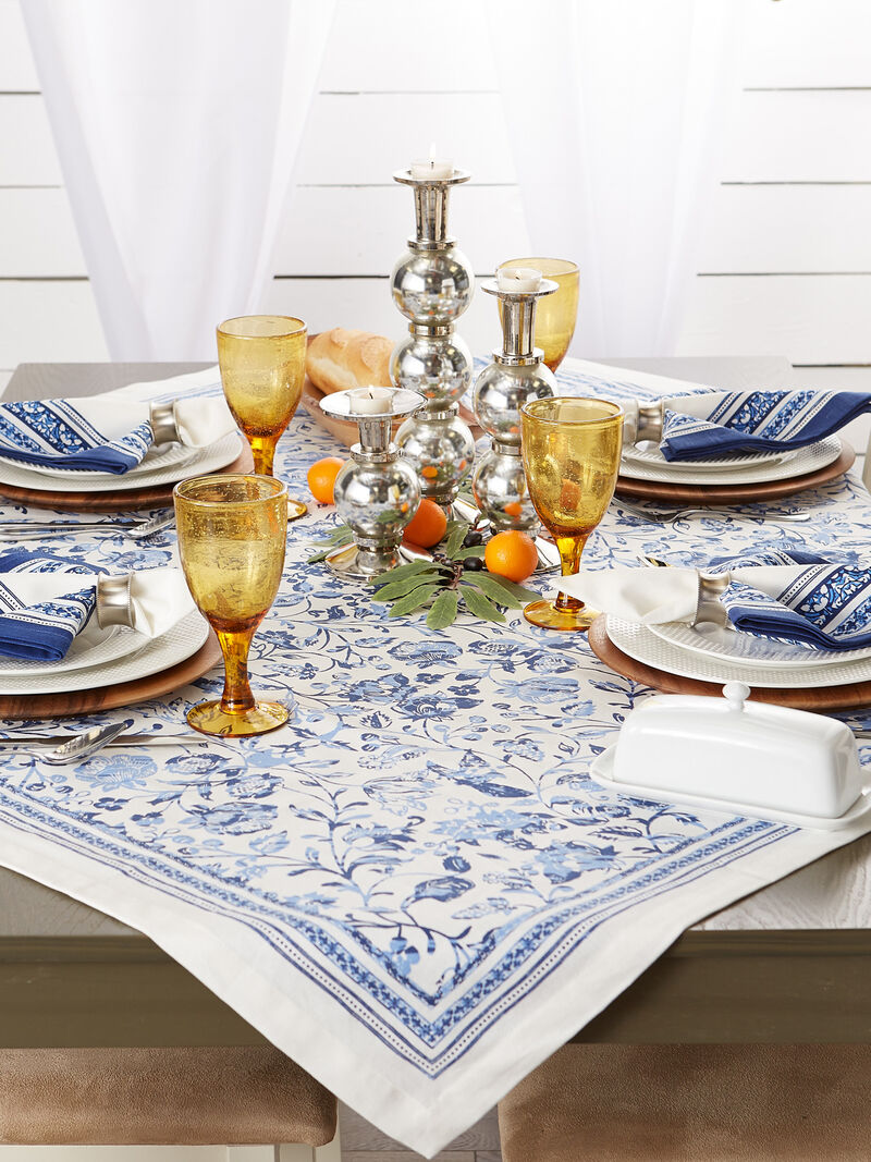 84" Cotton Tablecloth with Printed Madiera Design