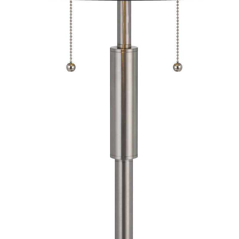 Kio 23 Inch Table Lamp, Modern Tiffany Style Stained Glass, Silver Metal - Benzara