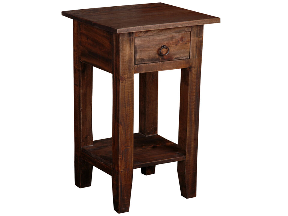 Shabby Chic Cottage 11.8 in. Square Solid Wood End Table with 1 Drawer
