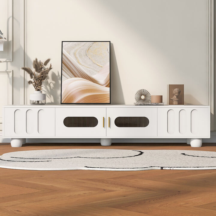 Merax Modern Storage Cabinet TV Stand with Glass Door