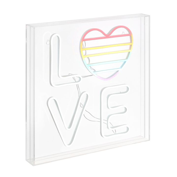 LOVE 15" Square Contemporary Glam Acrylic Box USB Operated LED Neon Light