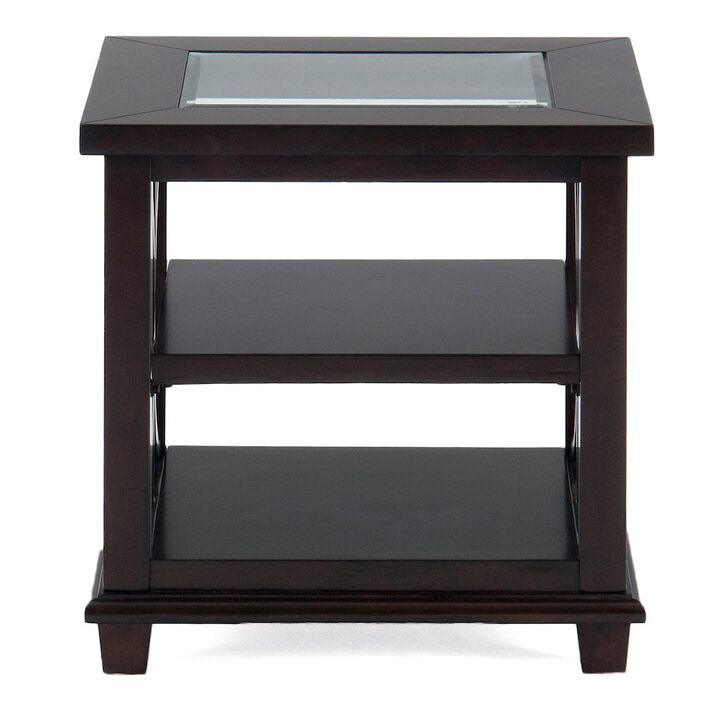 Jofran Panama Brown Contemporary Wood and Glass End Table