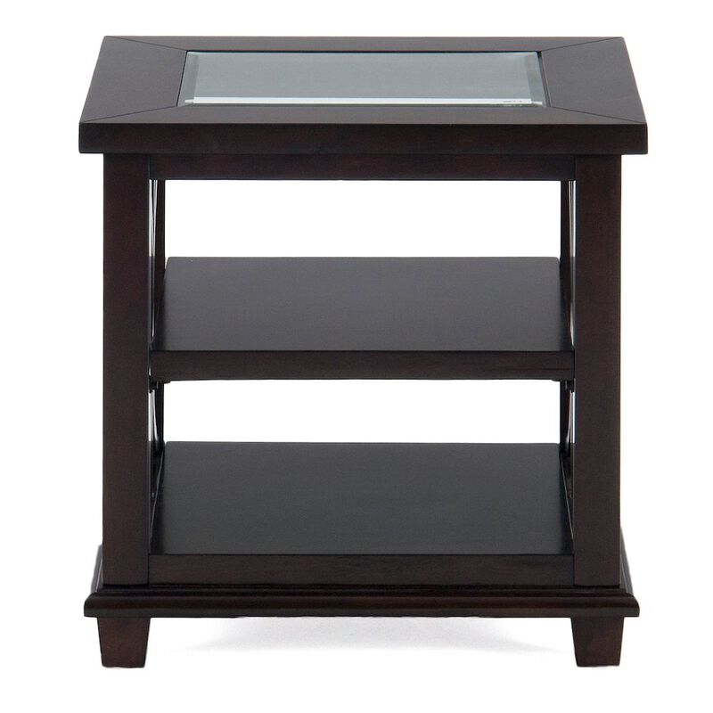 Jofran Panama Brown Contemporary Wood and Glass End Table