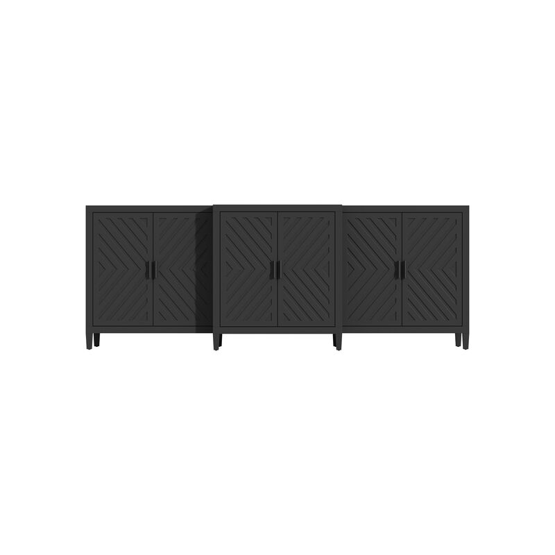 FUFU&GAGA Modern Black Sideboard – 6 Doors, Spacious Storage Cabinet, P2-Grade MDF Buffet & Console Table (94.5" W x 15.7" D x 35.4" H), Matte Black