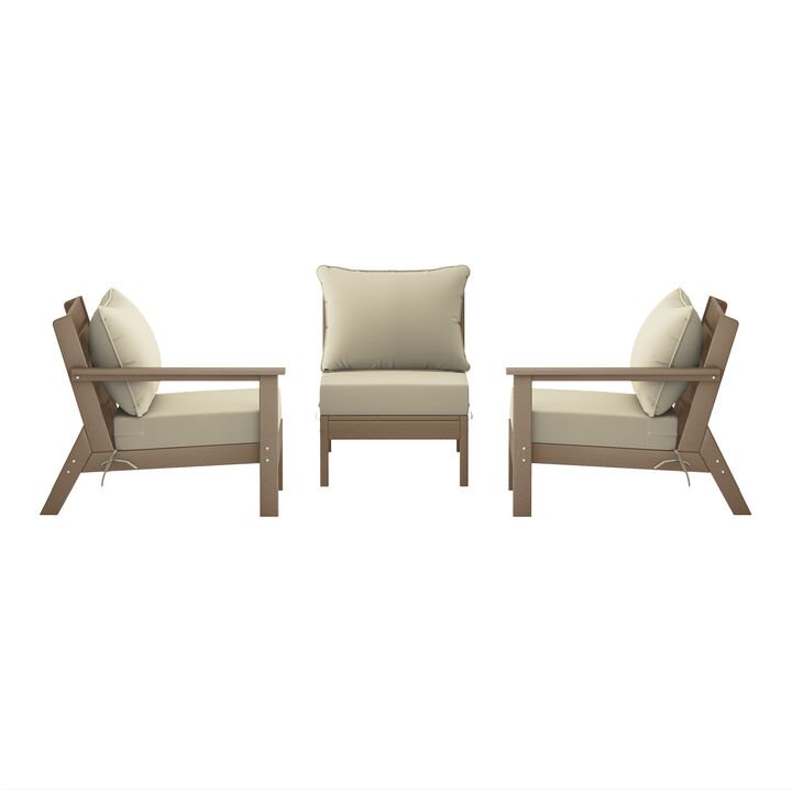 WestinTrends Outdoor Patio HDPE Sectional Sofa with Patio Cushions