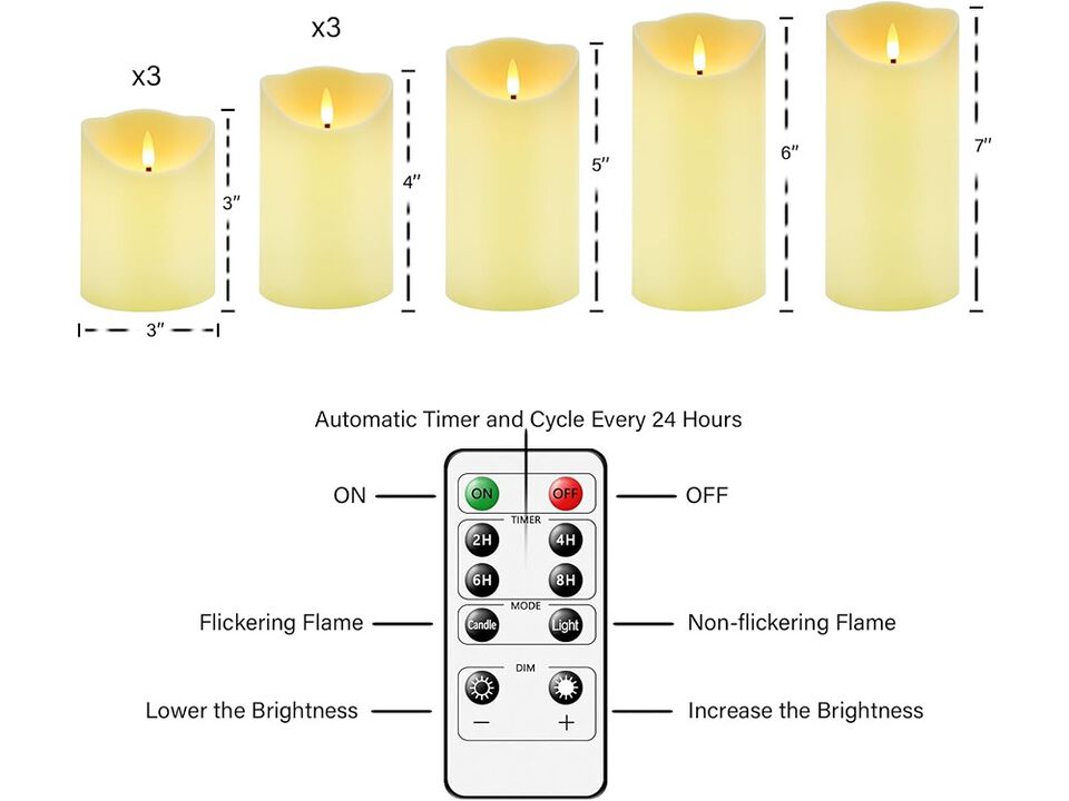 Nimiko Flameless Candles with Remote, Battery Operated Flickering Flameless