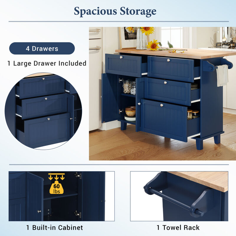 Streamdale Farmhouse Kitchen Island Set with Drop Leaf and Seating