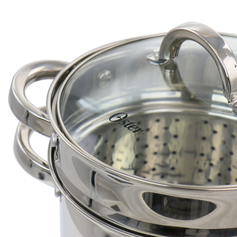 Oster Sangerfield 5 Quart Stainless Steel Pasta Pot with Steamer Insert and Basket