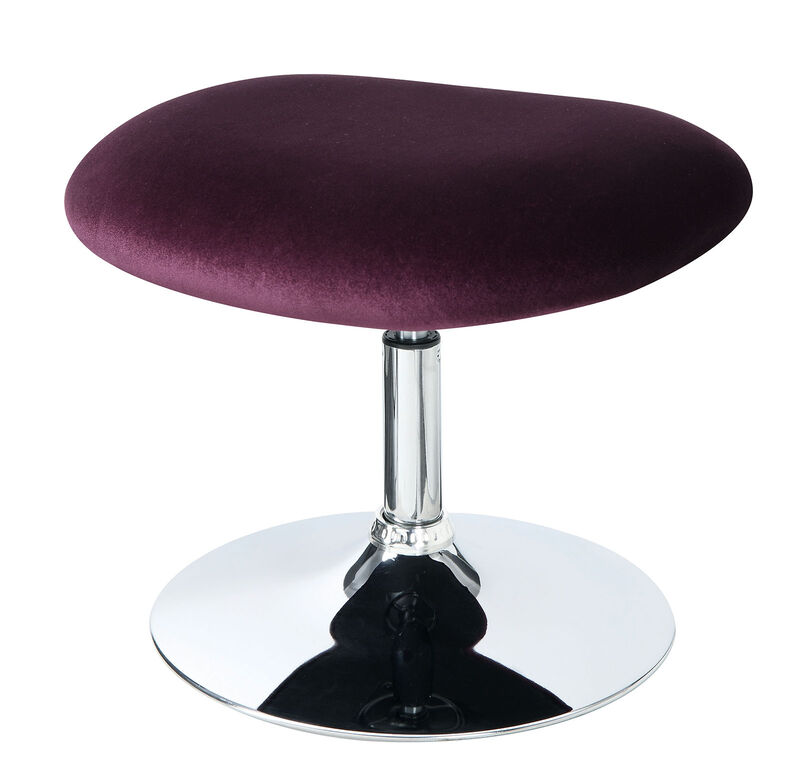 Fabric Curved Design Chair with Ottoman and Tubular Base, Set of 2, Purple-Benzara