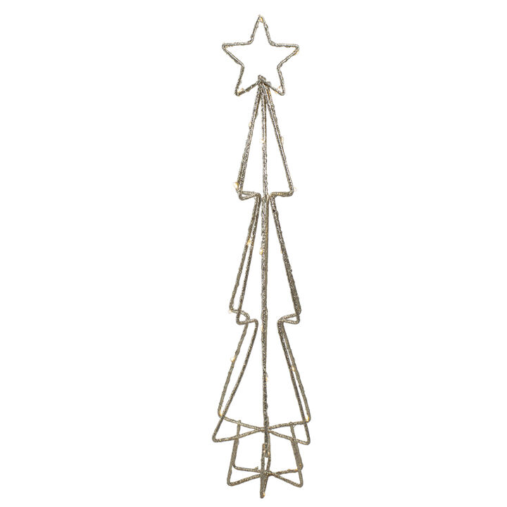 17.5" LED Lighted B/O Gold Glittered Wire Christmas Cone Tree - Warm White Lights