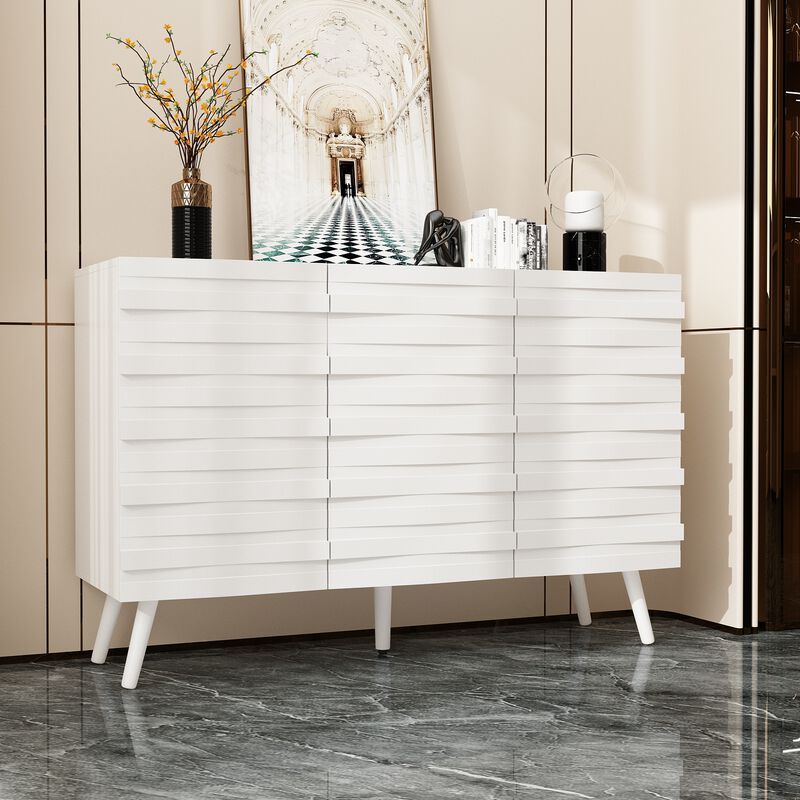 FUFU&GAGA Modern Storage Cabinet with 2 Adjustable Shelves, Solid Wood Legs & Embossed Laminate Finish