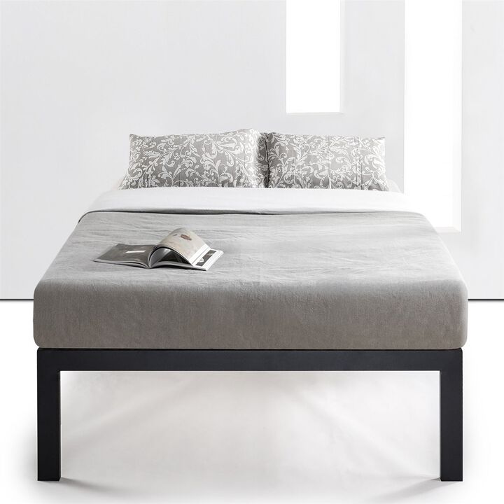 QuikFurn Full size 18 Inch Easy Assemble Metal Platform Bed Frame Wooden Slats